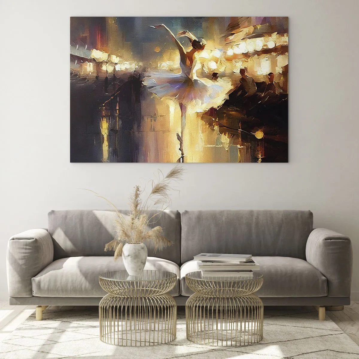 Obraz na skle - Baletka vo svetle svetiel mesta - 70x50cm - Zázrak na ulici - Moderná nástenná dekorácia do obývacej izby a spálne ARTTOR