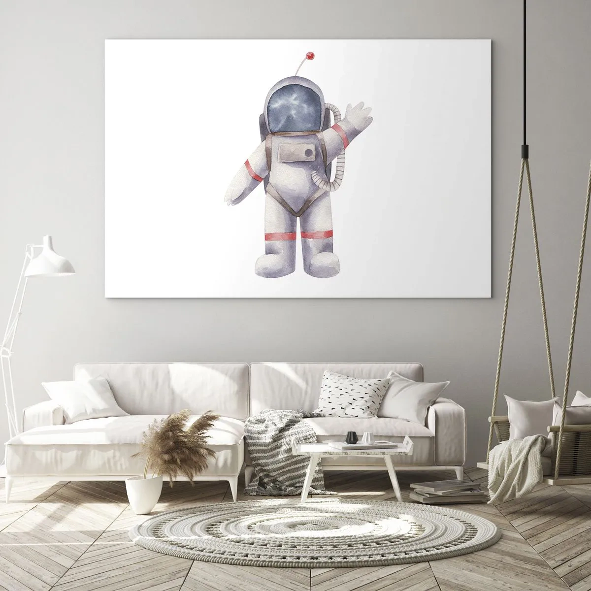 Obraz na skle - Astronaut máva vo vesmíre - 70x50cm - Tak zatiaľ! - Moderná nástenná dekorácia do obývacej izby a spálne ARTTOR
