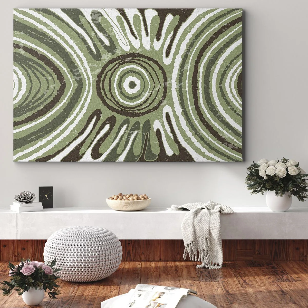 Obraz na plátne - Abstraktné vzory v odtieňoch zelenej a hnedej - 70x50cm - Explózia emócií - Moderná nástenná dekorácia do obývacej izby a spálne ARTTOR