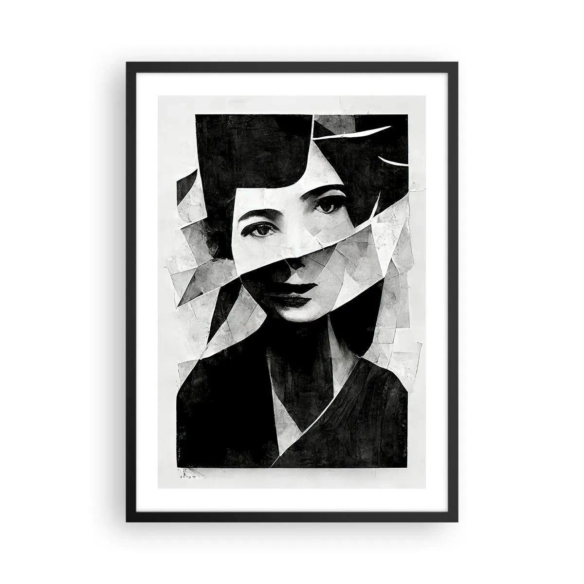 Plagát v čiernom ráme - Portrét ženy v abstraktnej kompozícii - 50x70cm - Niečo o tebe… - Moderná nástenná dekorácia do obývacej izby a spálne ARTTOR