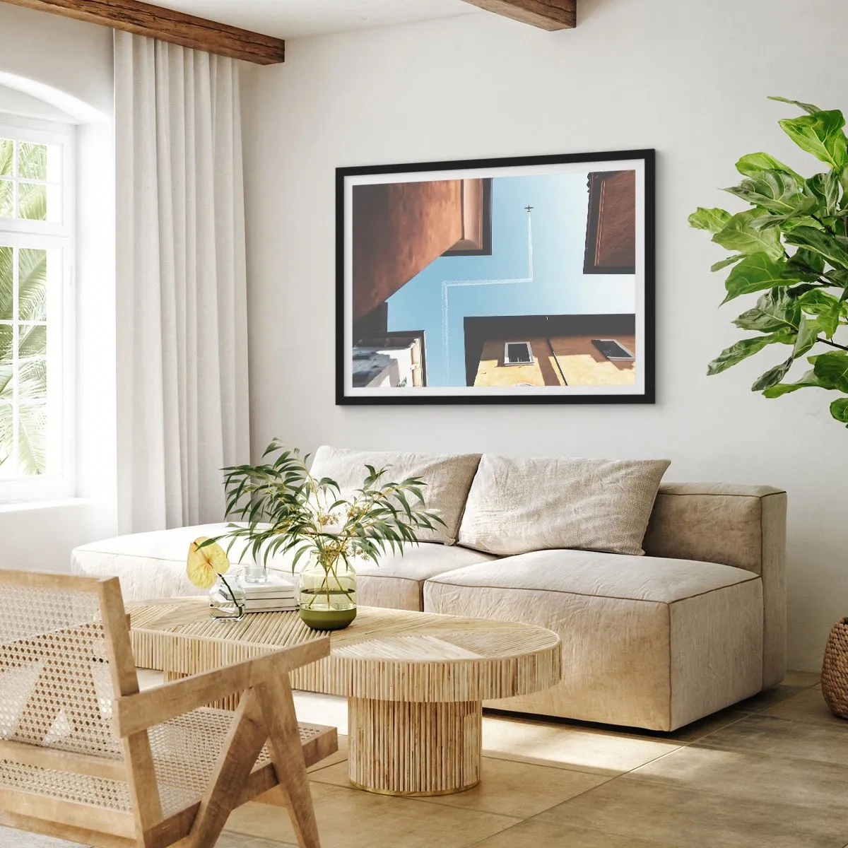 Plagát v čiernom ráme - Nad mestským labyrintom - 70x50 cm