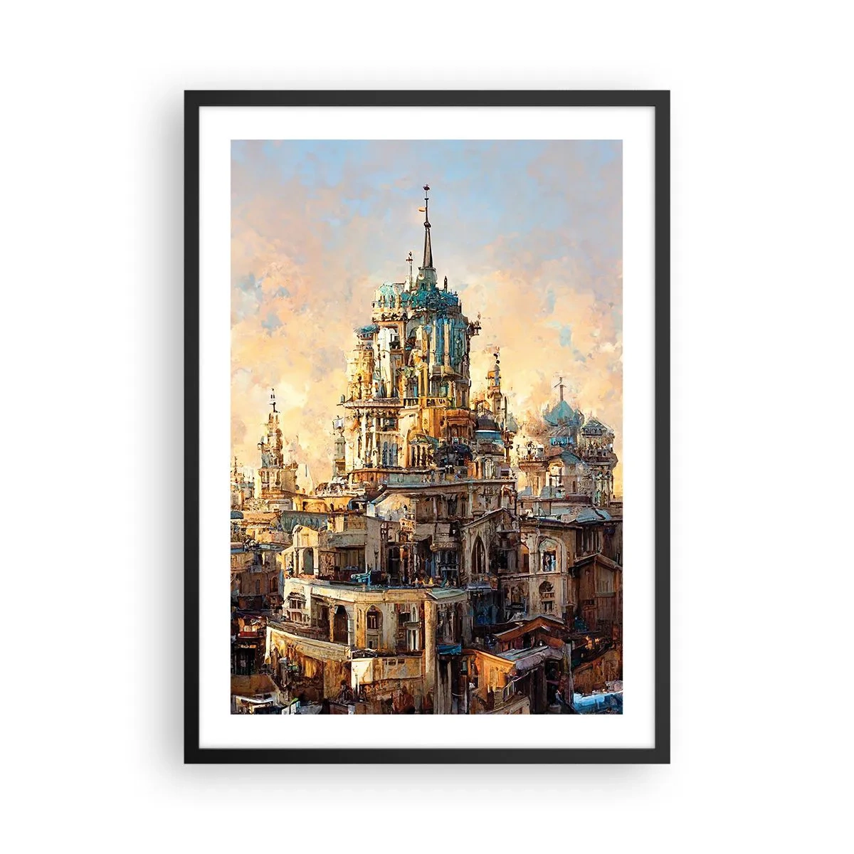 Plagát v čiernom ráme - Monumentálna architektúra v teplých farbách - 50x70cm - Mesto miest - Moderná nástenná dekorácia do obývacej izby a spálne ARTTOR