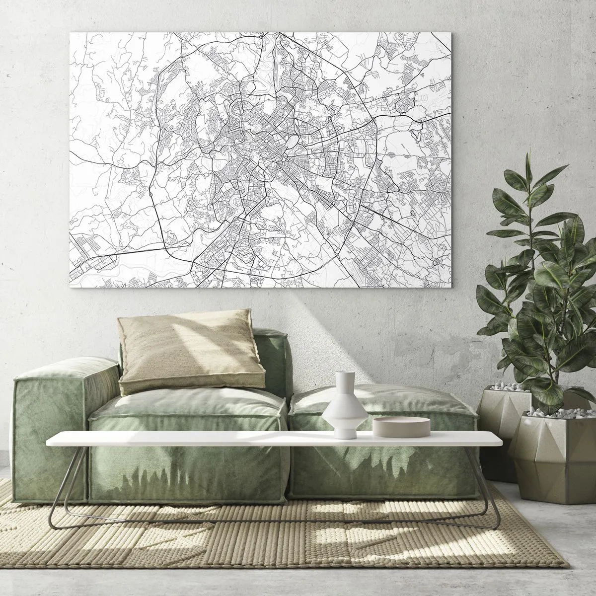 Obraz na skle - Mapa Ríma s prehľadným kruhovým rozložením ciest - 70x50cm - Rímsky kruh - Moderná nástenná dekorácia do obývacej izby a spálne ARTTOR