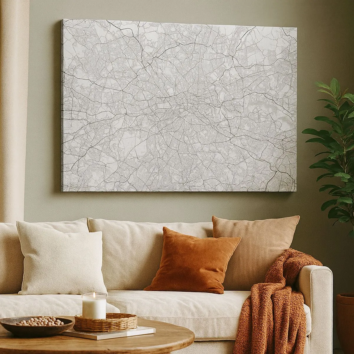 Obraz na plátne - Minimalistická mapa mesta v odtieňoch sivej - 70x50cm - Mapa londýnskeho labyrintu - Moderná nástenná dekorácia do obývacej izby a spálne ARTTOR