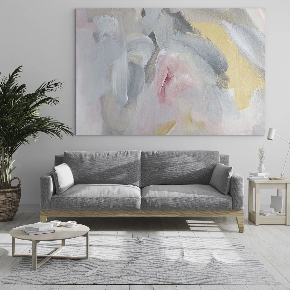 Obraz na skle - Abstraktná kompozícia v pastelových farbách - 70x50cm - V pastelovom svete - Moderná nástenná dekorácia do obývacej izby a spálne ARTTOR