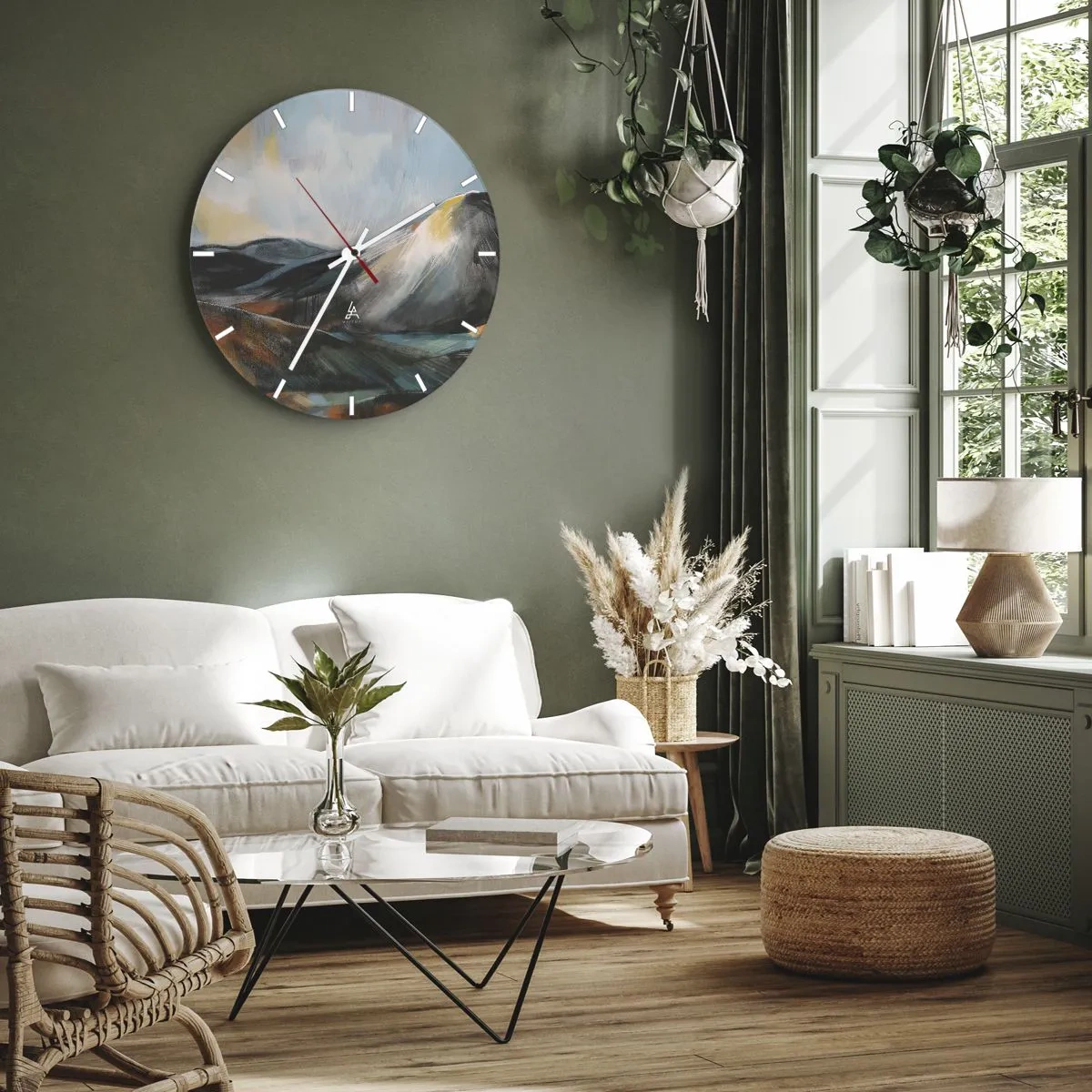 Nástenné hodiny - Malebná horská krajina v teplých farbách - 30x30cm - Surové a krásne - Moderná nástenná dekorácia do obývacej izby, kuchyne a spálne ARTTOR