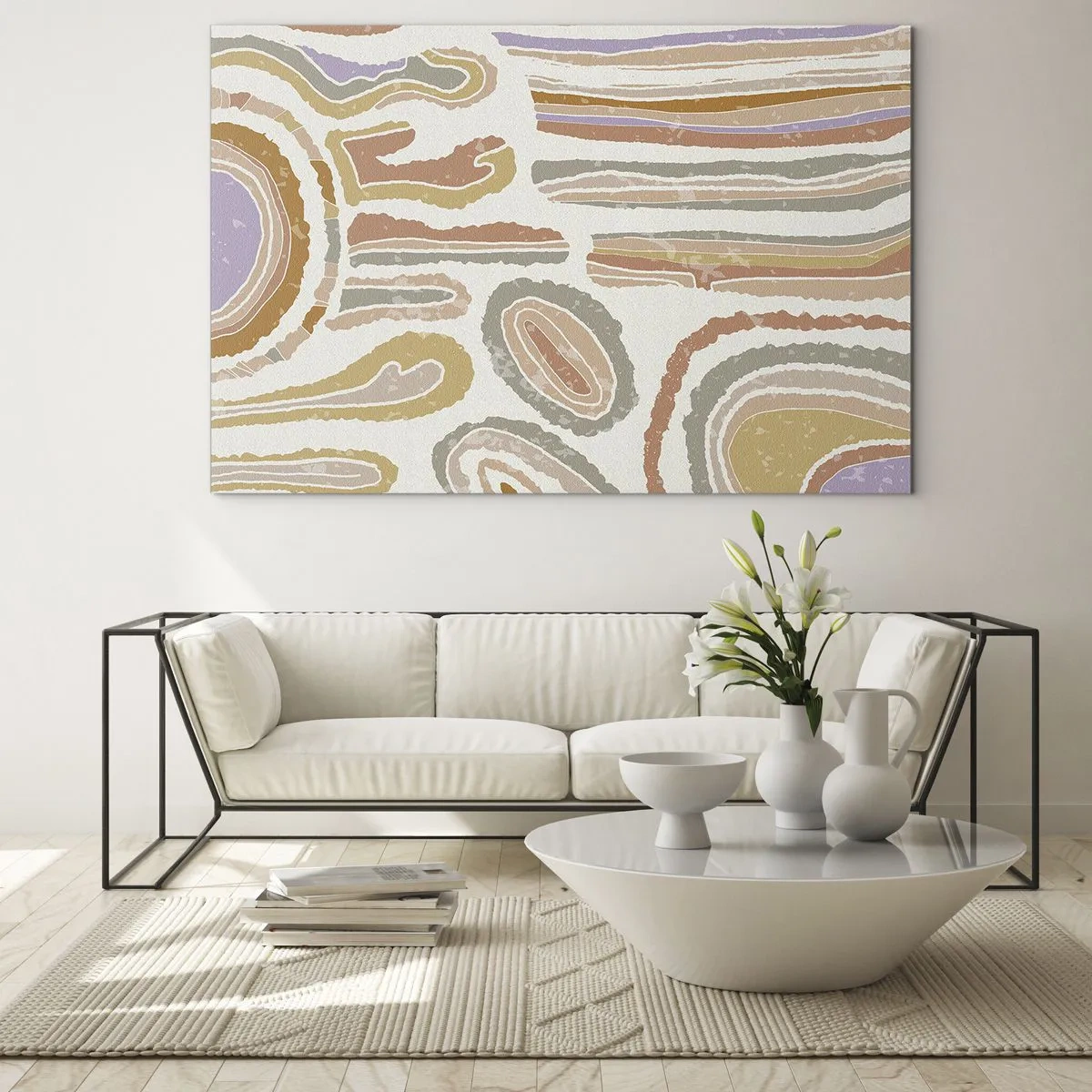 Obraz na skle - Farebné abstraktné tvary pripomínajúce prierezy minerálov - 70x50cm - Farebné prierezy - Moderná nástenná dekorácia do obývacej izby a spálne ARTTOR