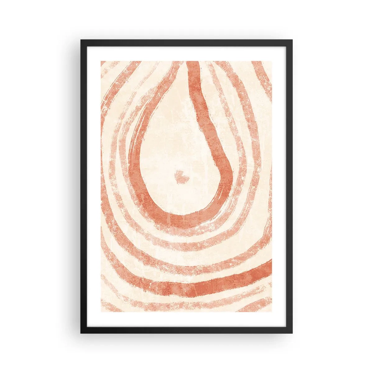 Plagát v čiernom ráme - Abstraktný vzor v teplých, zemitých farbách. - 50x70cm - Koralové kruhy – kompozícia - Moderná nástenná dekorácia do obývacej izby a spálne ARTTOR