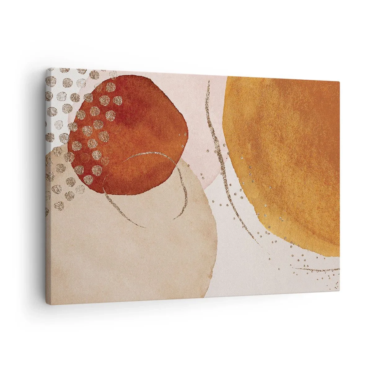 Obraz na plátne - Abstraktné tvary v teplých odtieňoch hnedej a zlatej - 70x50cm - Zaoblenie a pohyb - Moderná nástenná dekorácia do obývacej izby a spálne ARTTOR