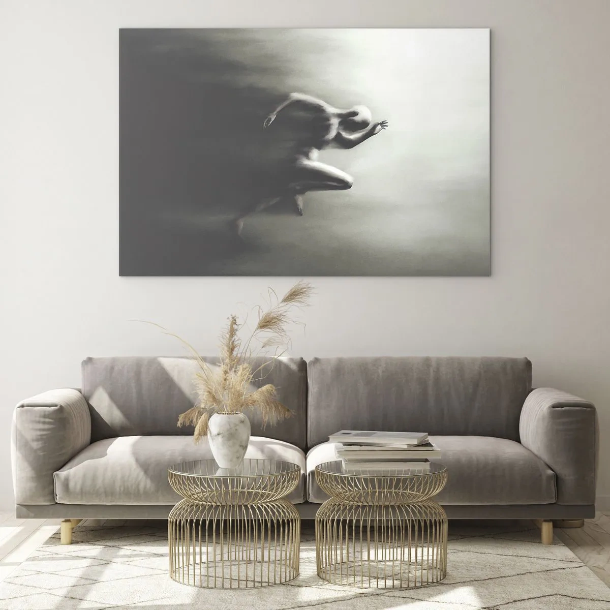 Obraz na skle - Dynamická silueta bežiacej postavy v rozmazanom svetle - 70x50cm - Nezastaviteľný - Moderná nástenná dekorácia do obývacej izby a spálne ARTTOR