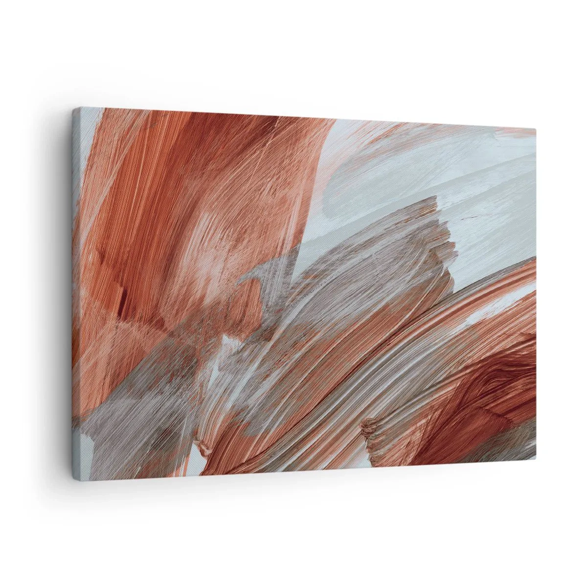 Obraz na plátne - Abstraktné ťahy štetcom v odtieňoch medi a sivej - 70x50cm - Jesenná veterná abstrakcia - Moderná nástenná dekorácia do obývacej izby a spálne ARTTOR