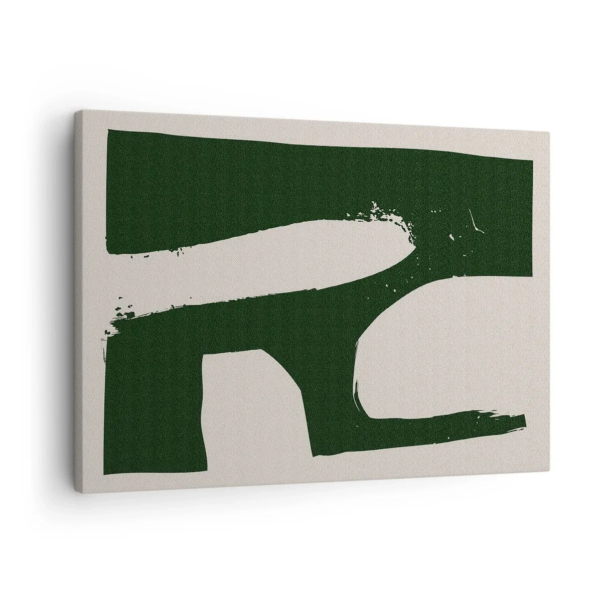 Obraz na plátne - Minimalistický abstrakt v zelenej farbe na svetlom pozadí - 70x50cm - Zálivy v bielom - Moderná nástenná dekorácia do obývacej izby a spálne ARTTOR