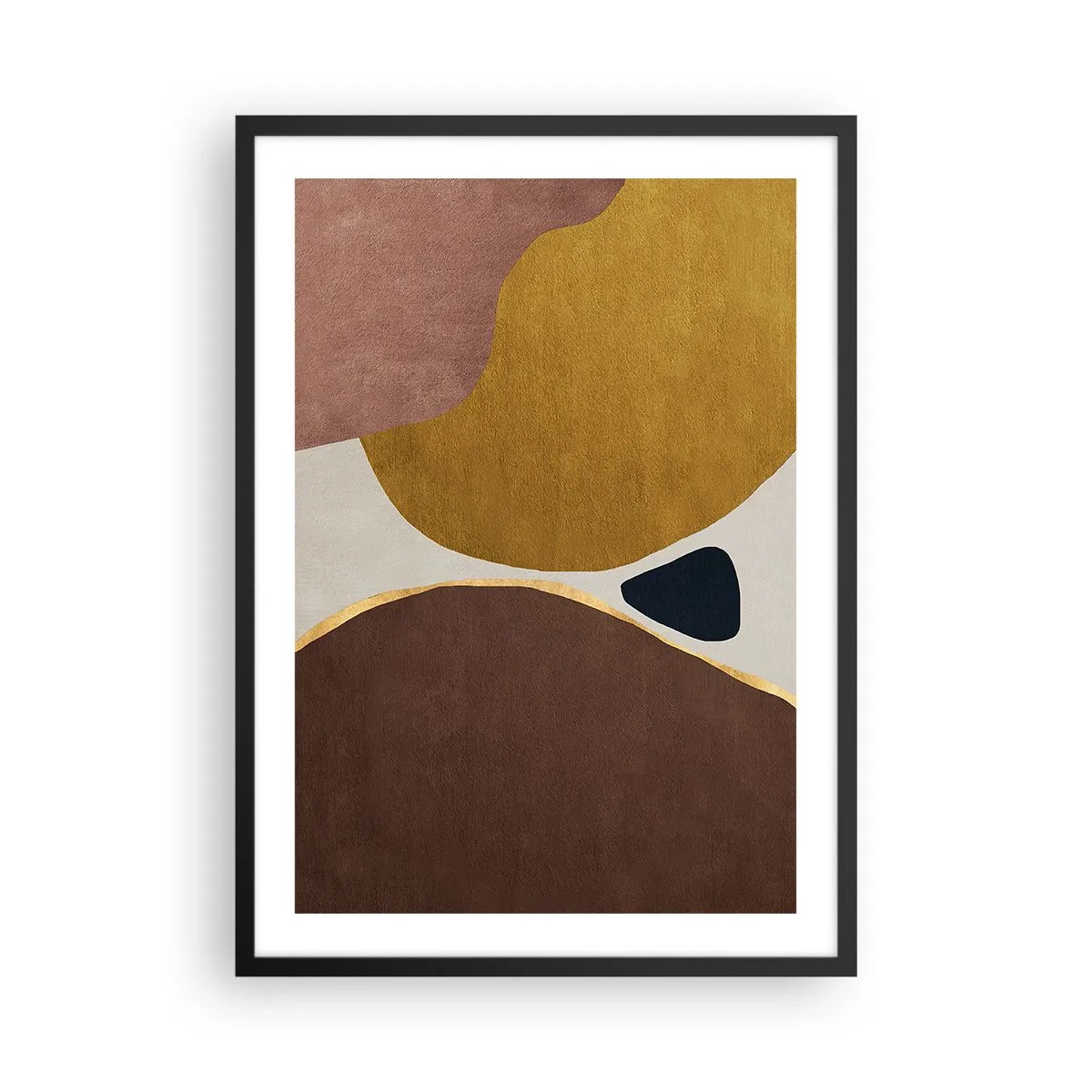 Plagát v čiernom ráme - Abstraktná geometrická kompozícia v teplých farbách - 50x70cm - Abstrakcia – miesto v priestore - Moderná nástenná dekorácia do obývacej izby a spálne ARTTOR