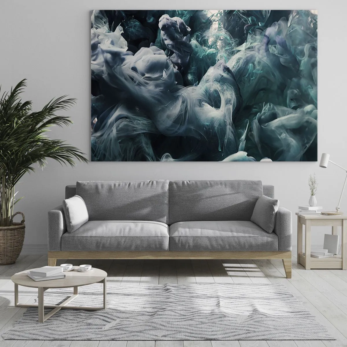 Obraz na skle - Tanec farieb vo vode vytvára abstraktné tvary - 70x50cm - Pohyb farby - Moderná nástenná dekorácia do obývacej izby a spálne ARTTOR