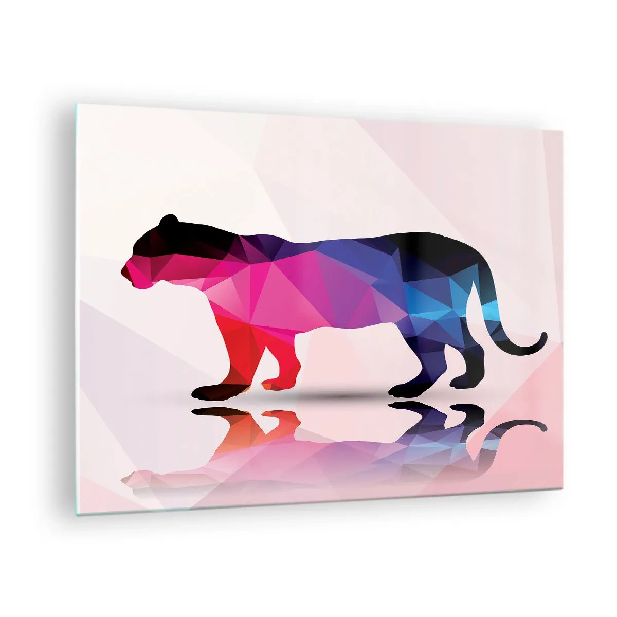 Obraz na skle - Geometrický panter v farebnej abstrakcii - 70x50cm - Diamantový panter - Moderná nástenná dekorácia do obývacej izby a spálne ARTTOR