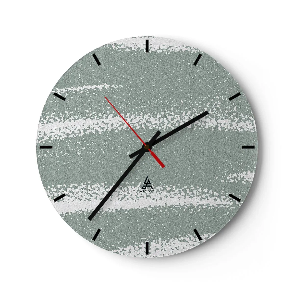 Nástenné hodiny - Zimná štruktúra s odreninami v zelenkastom odtieni - 30x30cm - Abstrakcia v zimnom štýle - Moderná nástenná dekorácia do obývacej izby, kuchyne a spálne ARTTOR