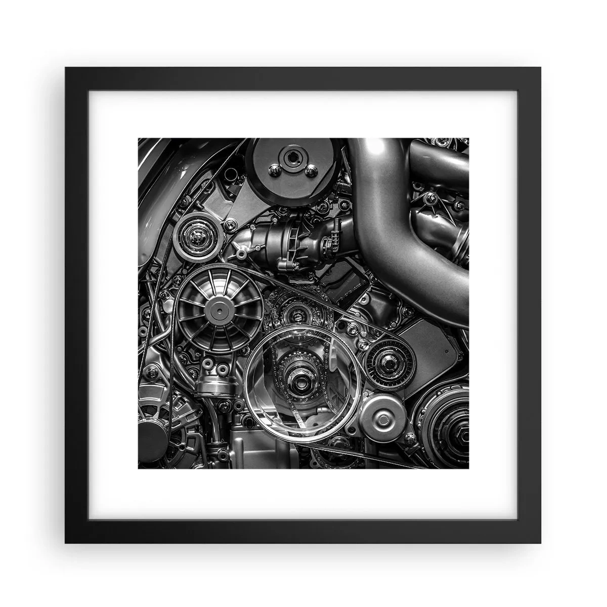 Plagát v čiernom ráme - Poézia mechaniky - 30x30 cm