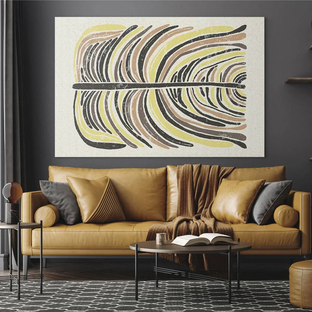 Obraz na skle - Organická abstrakcia v teplých zemitých tónoch na svetlom pozadí - 70x50cm - Abstrakcia plná života - Moderná nástenná dekorácia do obývacej izby a spálne ARTTOR