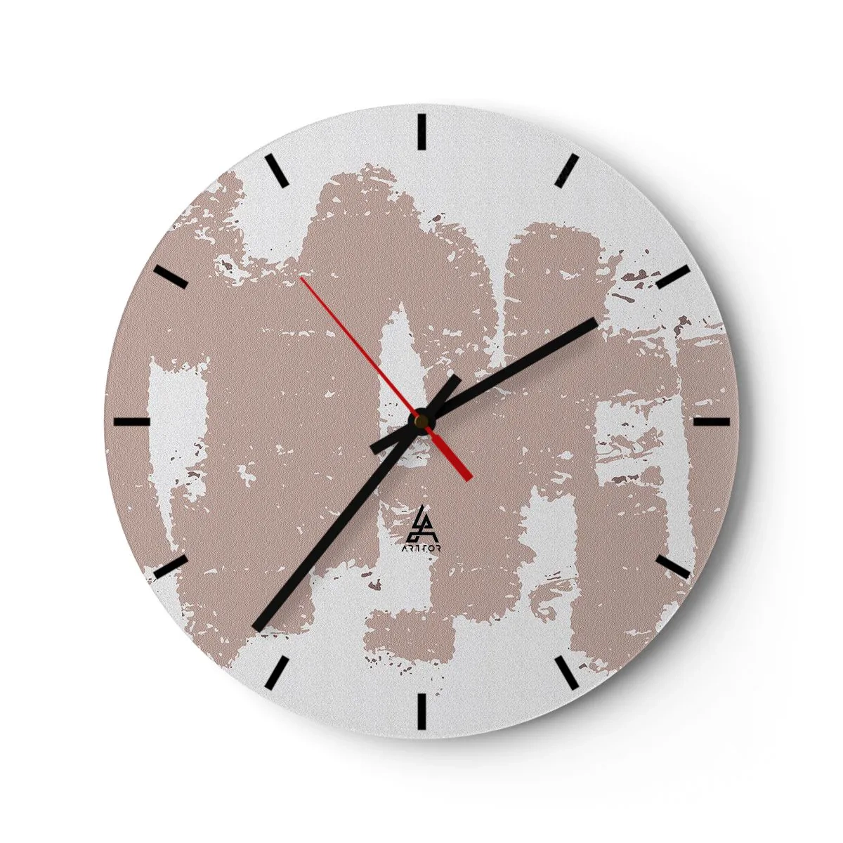Nástenné hodiny - Textúrna abstrakcia v odtieňoch púdrovej ružovej - 30x30cm - Abstrakcia v jemnej ružovej - Moderná nástenná dekorácia do obývacej izby, kuchyne a spálne ARTTOR