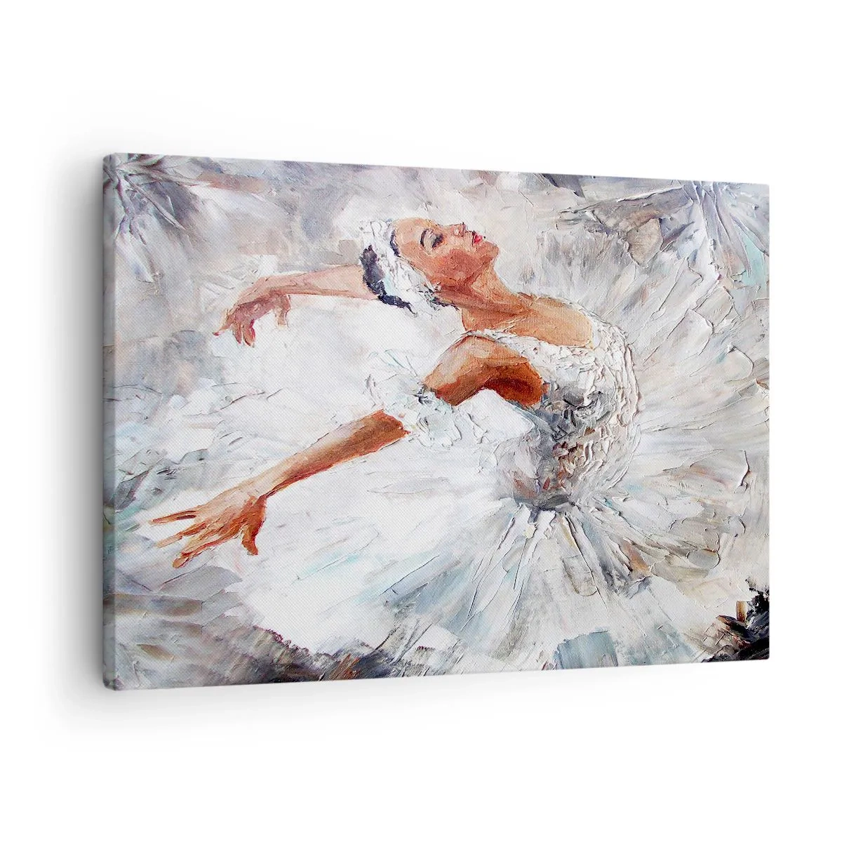 Obraz na plátne - Baletka v bielych šatách tancuje - 70x50cm - Jemná a ľahká ako tyl - Moderná nástenná dekorácia do obývacej izby a spálne ARTTOR
