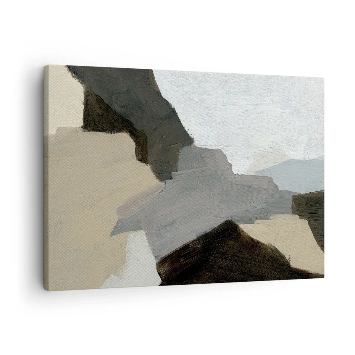 Obraz na plátne - Abstraktné tvary v odtieňoch béžovej, hnedej a sivej - 70x50cm - Abstrakcia: križovatka šedej - Moderná nástenná dekorácia do obývacej izby a spálne ARTTOR