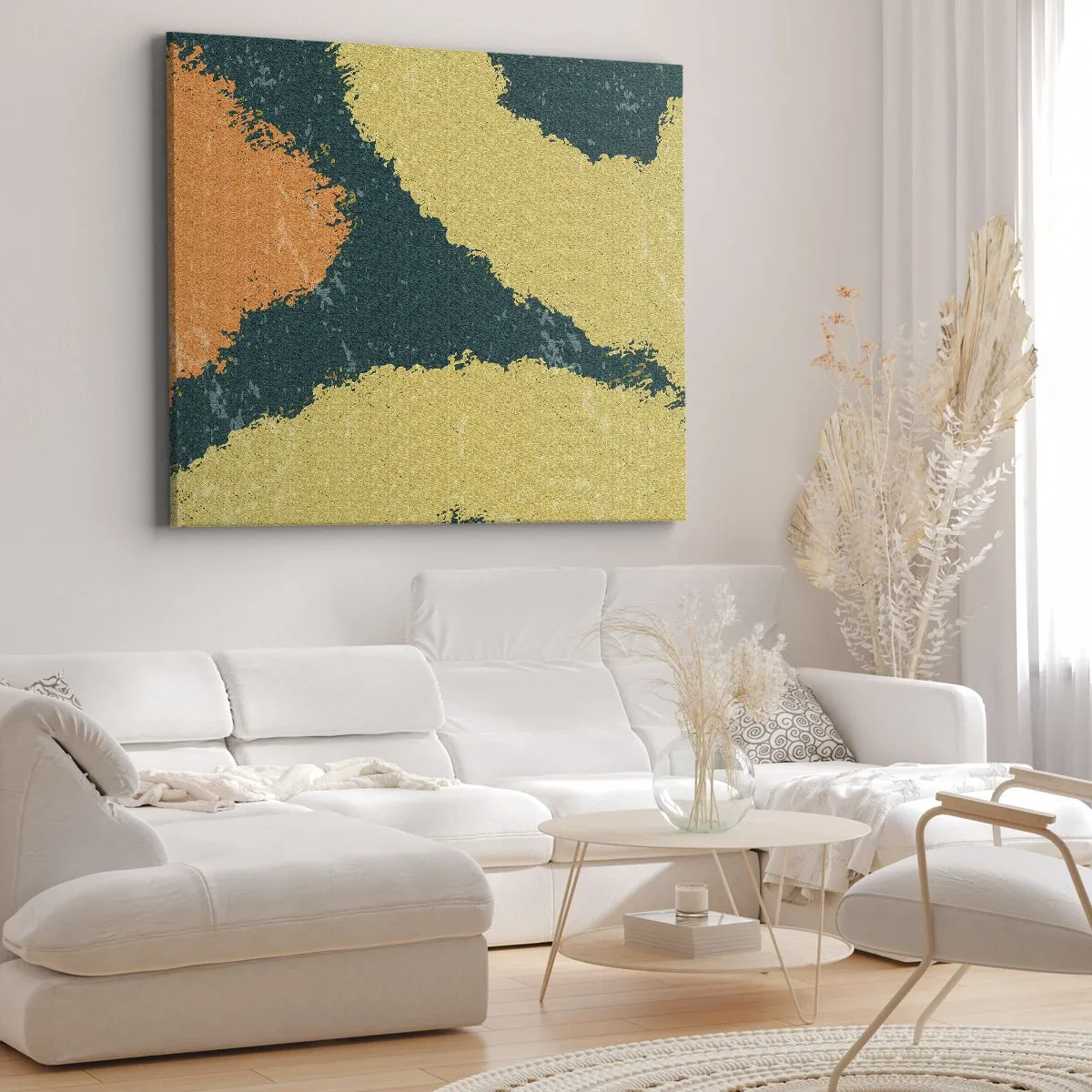 Obraz na plátne - Abstraktné škvrny v zemitých a zelených farbách - 70x50cm - Abstrakcia – spomalený pohyb - Moderná nástenná dekorácia do obývacej izby a spálne ARTTOR