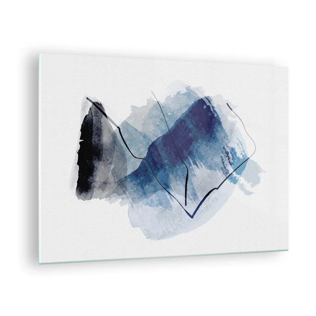 Obraz na skle - Abstraktná kompozícia v odtieňoch modrej - 70x50cm - Ľadová hora - Moderná nástenná dekorácia do obývacej izby a spálne ARTTOR