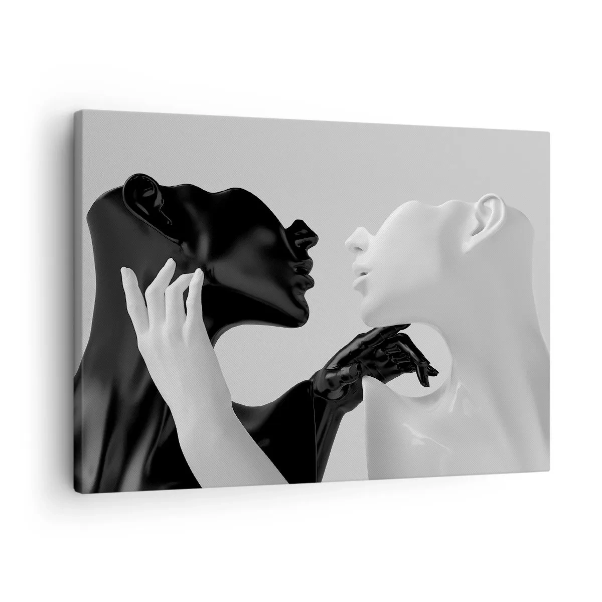 Obraz na plátne - Čiernobiele siluety v dynamickom detailnom zábere - 70x50cm - Príťažlivosť – túžba - Moderná nástenná dekorácia do obývacej izby a spálne ARTTOR