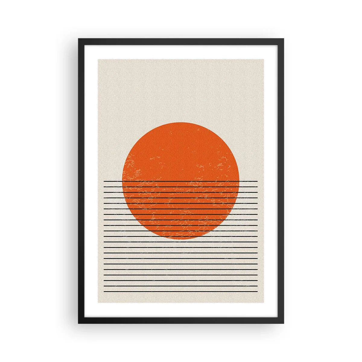 Plagát v čiernom ráme - Minimalistický západ slnka v geometrickom tvare - 50x70cm - Vždy slnko - Moderná nástenná dekorácia do obývacej izby a spálne ARTTOR