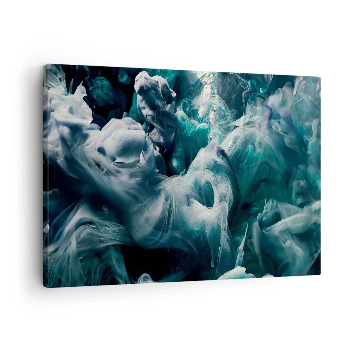 Obraz na plátne - Dynamické abstraktné vlny v odtieňoch modrej a bielej - 70x50cm - Pohyb farby - Moderná nástenná dekorácia do obývacej izby a spálne ARTTOR