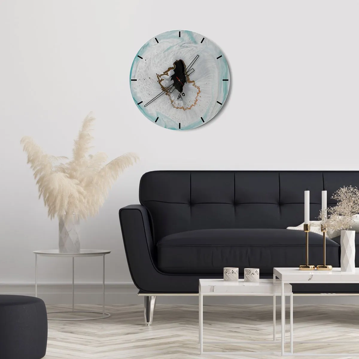 Nástenné hodiny - Abstraktný vzor s geodovým efektom a zlatými akcentmi - 30x30cm - Preniknúť dovnútra - Moderná nástenná dekorácia do obývacej izby, kuchyne a spálne ARTTOR