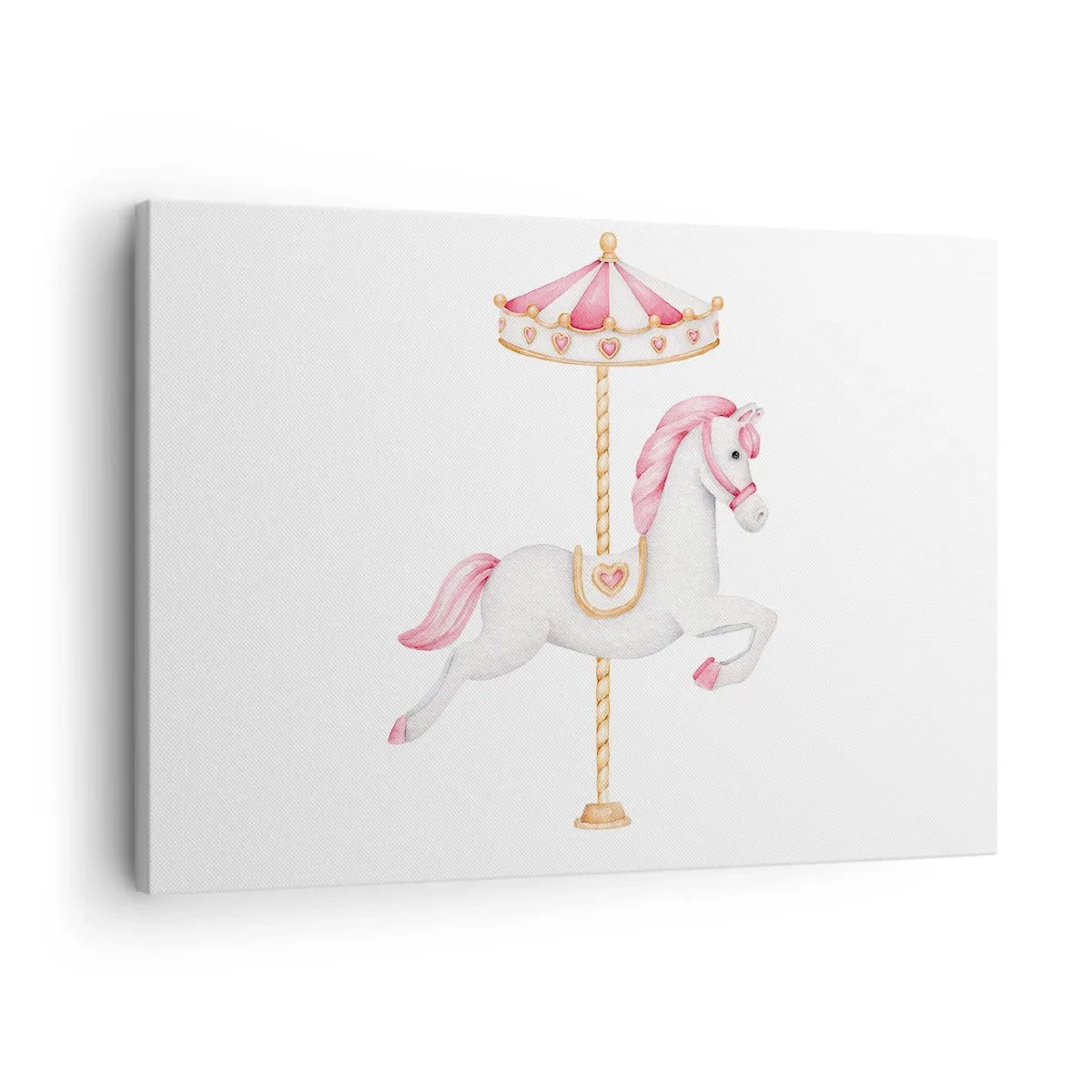 Obraz na plátne - Kolotočový kôň v pastelových odtieňoch ružovej - 70x50cm - Vyrazil z kopýtka - Moderná nástenná dekorácia do obývacej izby a spálne ARTTOR