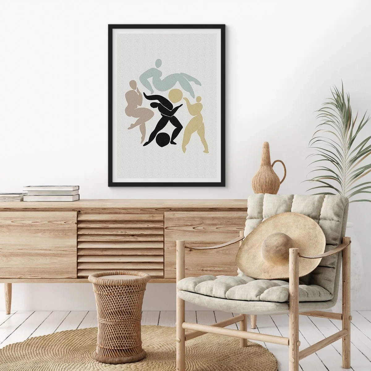Plagát v čiernom ráme - Abstraktné siluety postáv v dynamickom pohybe - 50x70cm - Pohyb pre zdravie a krásu - Moderná nástenná dekorácia do obývacej izby a spálne ARTTOR