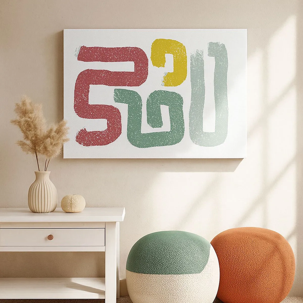 Obraz na plátne - Farebné geometrické vzory v abstraktnom štýle - 70x50cm - V neznámom jazyku - Moderná nástenná dekorácia do obývacej izby a spálne ARTTOR