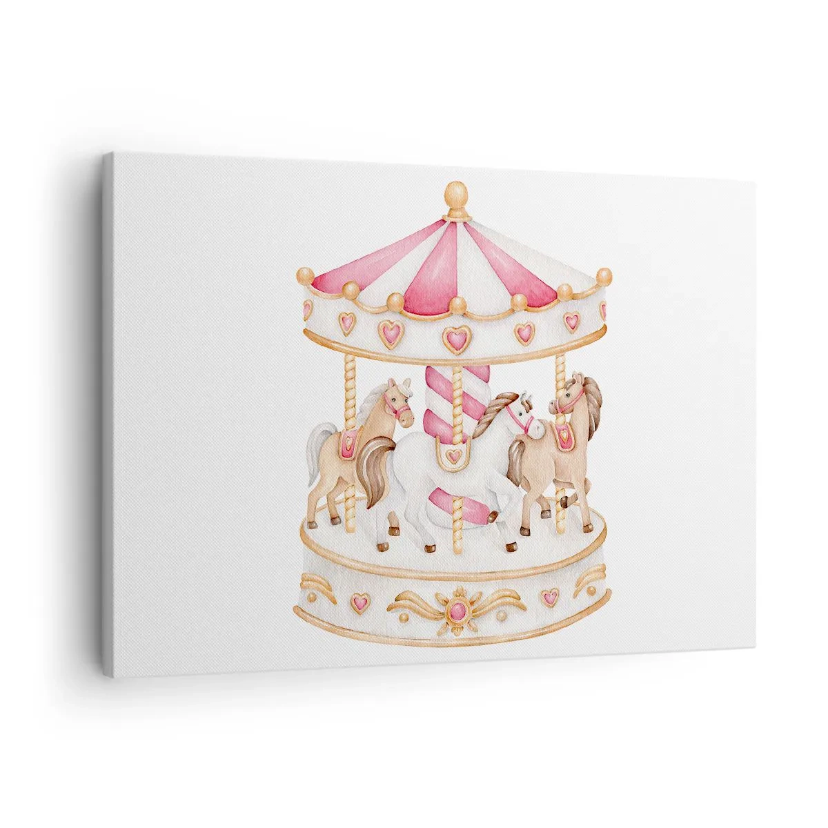 Obraz na plátne - Farebný vinobranie kolotoč s koňmi - 70x50cm - Sladký svet detstva - Moderná nástenná dekorácia do obývacej izby a spálne ARTTOR