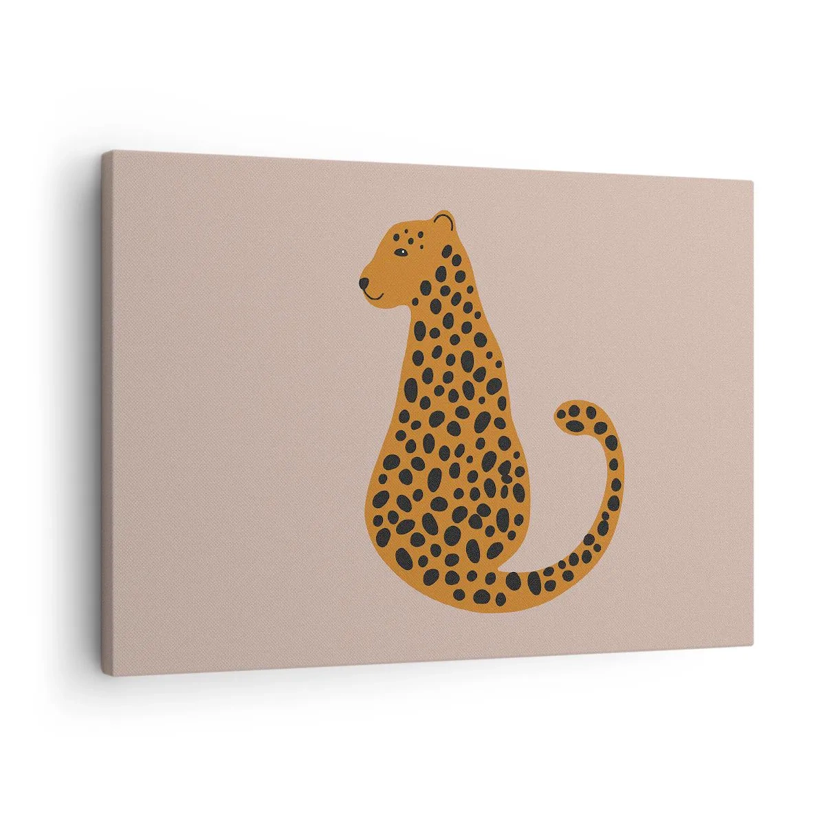 Obraz na plátne - Minimalistická kresba pantera na béžovom pozadí - 70x50cm - Leopardný vzor je v móde - Moderná nástenná dekorácia do obývacej izby a spálne ARTTOR