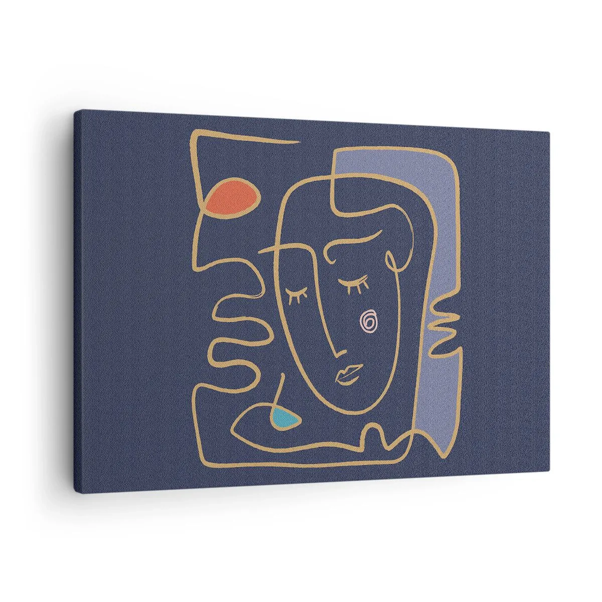 Obraz na plátne - Abstraktný portrét tváre v minimalistickom štýle - 70x50cm - V zádumčivosti - Moderná nástenná dekorácia do obývacej izby a spálne ARTTOR