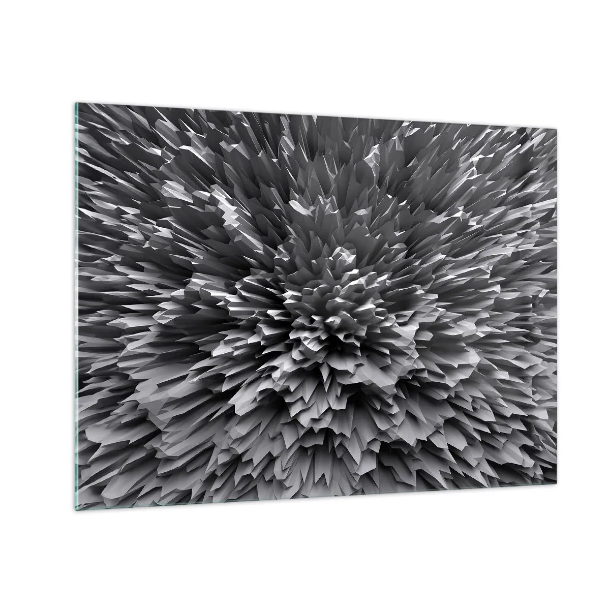Obraz na skle - Abstraktná čiernobiela 3D štruktúra s ostrými hranami - 70x50cm - Ostrejšie to už nebude - Moderná nástenná dekorácia do obývacej izby a spálne ARTTOR