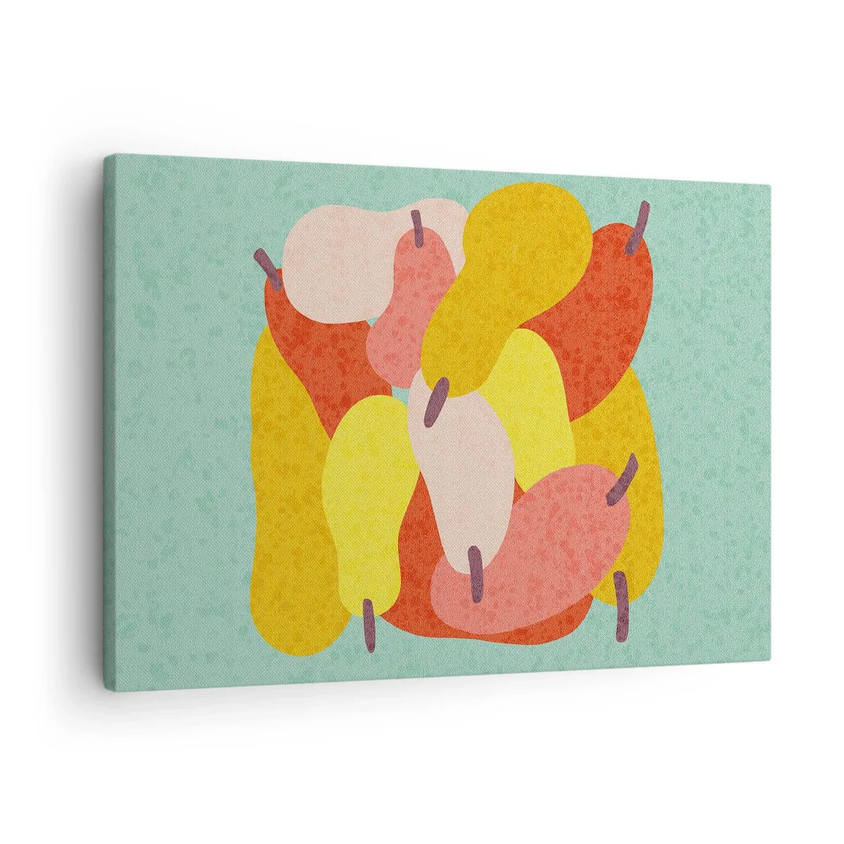 Obraz na plátne - Farebné abstraktné hrušky na zelenom pozadí - 70x50cm - Ochutnajte letné slnko - Moderná nástenná dekorácia do obývacej izby a spálne ARTTOR