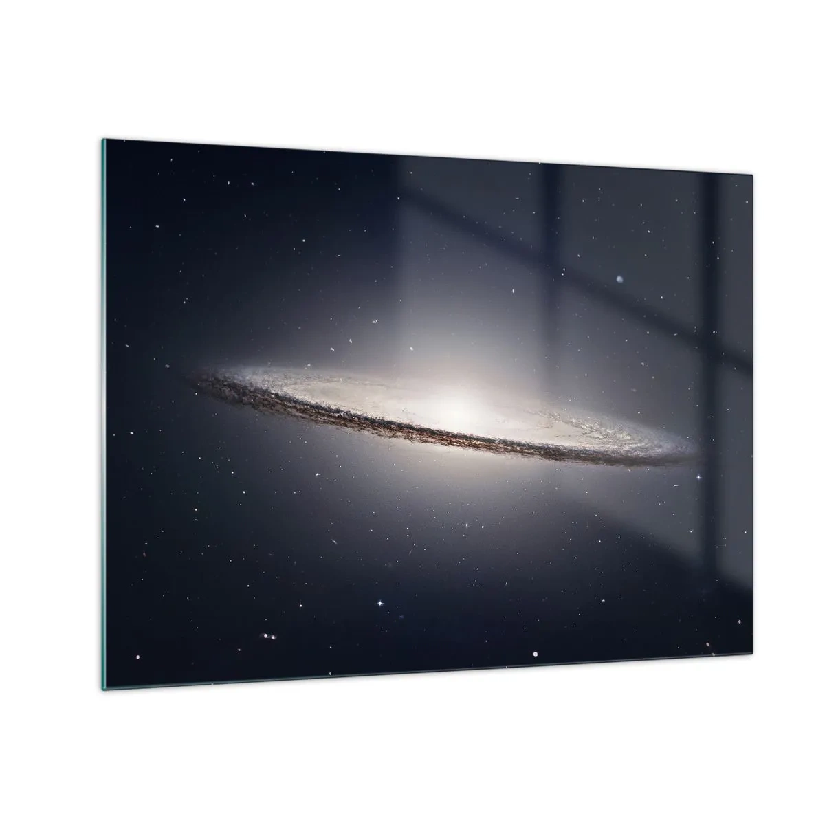 Obraz na skle - Špirálna galaxia plávajúca vo vesmíre - 70x50cm - Kedysi dávno v jednej preďalekej galaxii… - Moderná nástenná dekorácia do obývacej izby a spálne ARTTOR