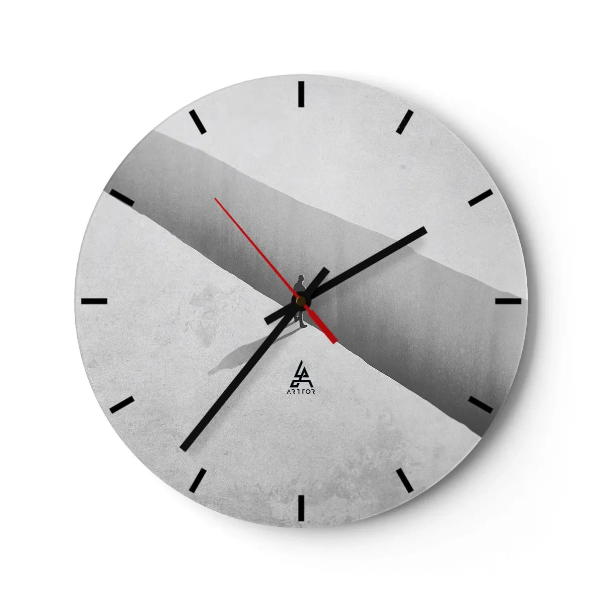 Nástenné hodiny - Minimalistická silueta postavy vo svetlej perspektíve - 30x30cm - Jasný cieľ - Moderná nástenná dekorácia do obývacej izby, kuchyne a spálne ARTTOR