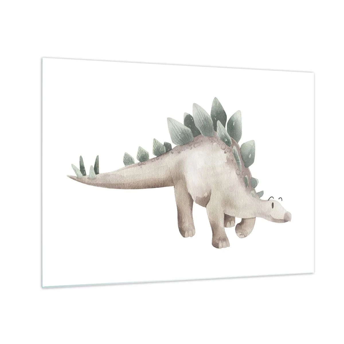 Obraz na skle - Roztomilý dinosaurus v pastelových farbách na bielom pozadí - 70x50cm - Váš priateľ - Moderná nástenná dekorácia do obývacej izby a spálne ARTTOR