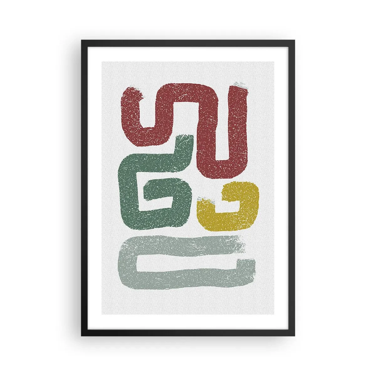 Plagát v čiernom ráme - Abstraktné tvary v zemitých tónoch na svetlom pozadí - 50x70cm - V neznámom jazyku - Moderná nástenná dekorácia do obývacej izby a spálne ARTTOR