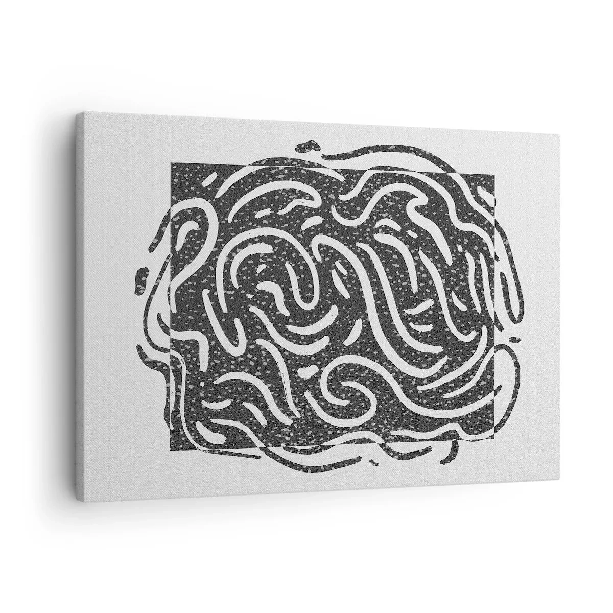 Obraz na plátne - Čiernobiela abstrakcia v geometrickom štýle - 70x50cm - Abstrakcia: tanec radosti - Moderná nástenná dekorácia do obývacej izby a spálne ARTTOR