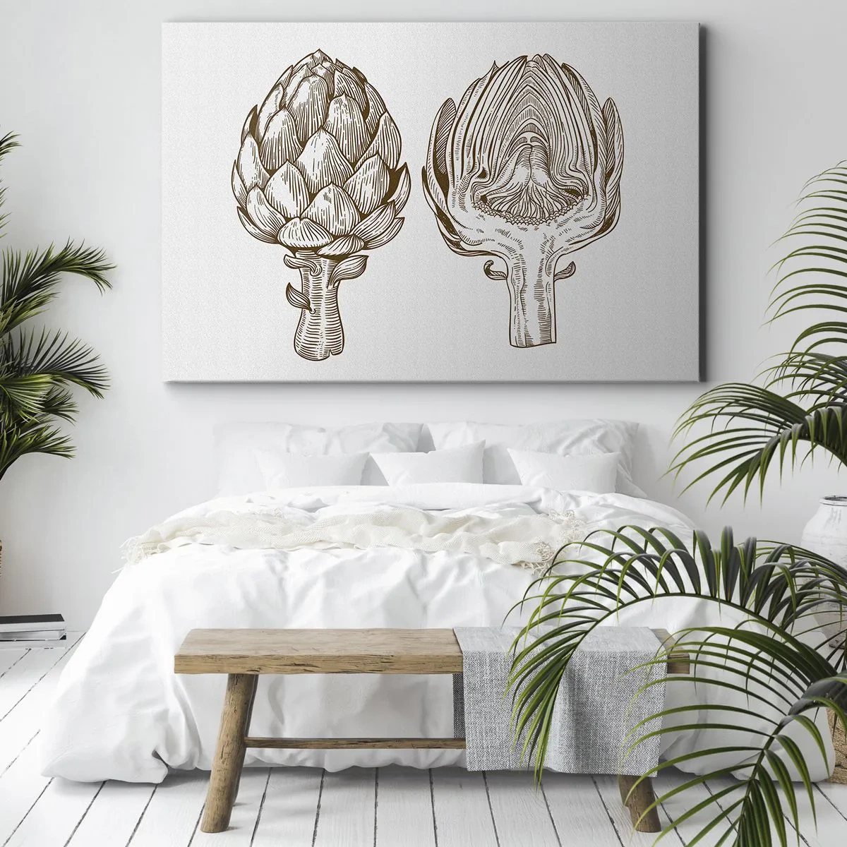 Obraz na plátne - Vintage art kresba artičoky - 70x50cm - Hodiny anatómie - Moderná nástenná dekorácia do obývacej izby a spálne ARTTOR