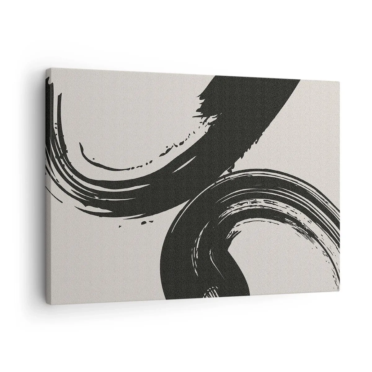 Obraz na plátne - Dynamické ťahy štetcom v čiernej farbe na svetlom pozadí - 70x50cm - S rozmachom a dookola - Moderná nástenná dekorácia do obývacej izby a spálne ARTTOR