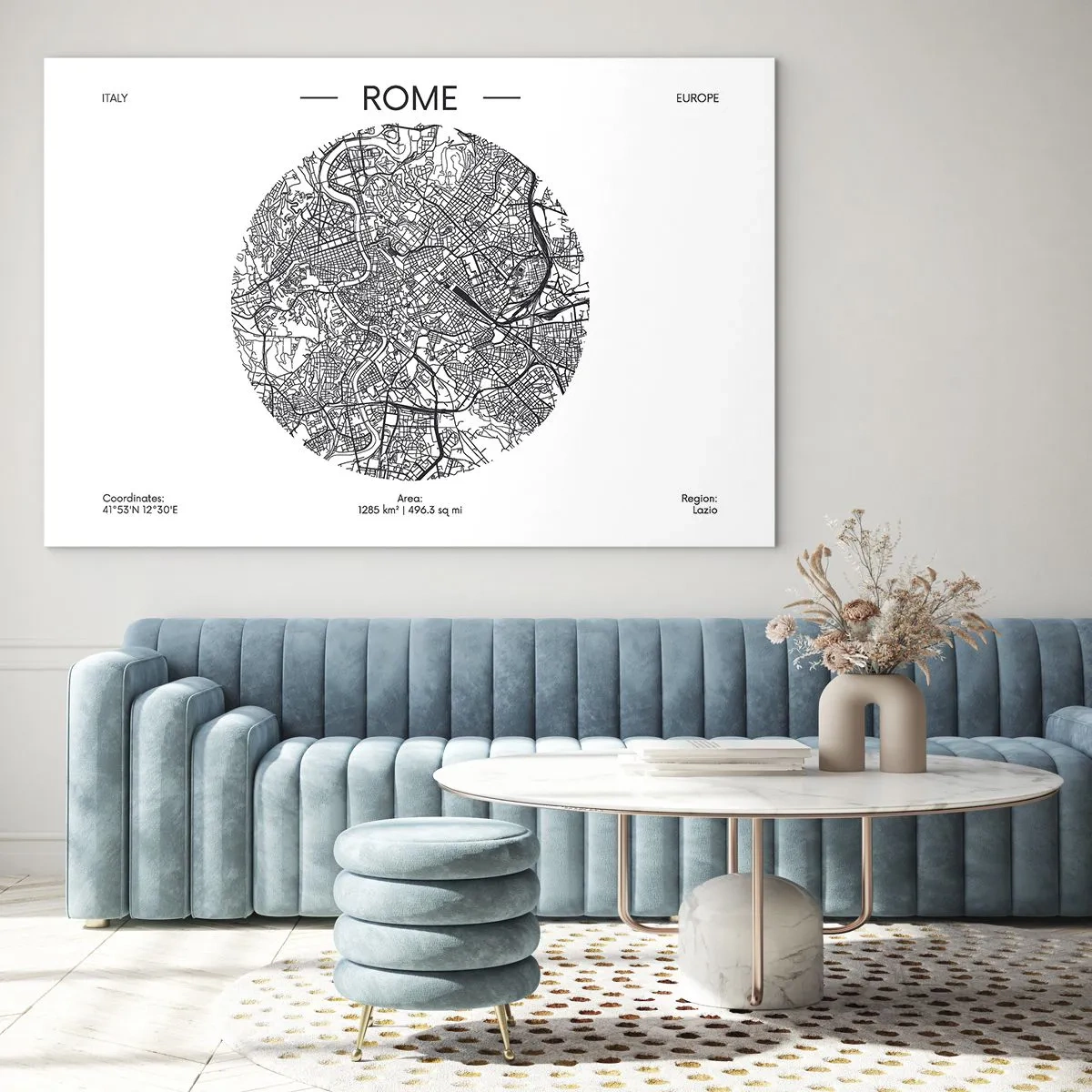 Obraz na skle - Mapa Ríma vo forme podrobnej kresby ulíc - 70x50cm - Anatómia Ríma - Moderná nástenná dekorácia do obývacej izby a spálne ARTTOR