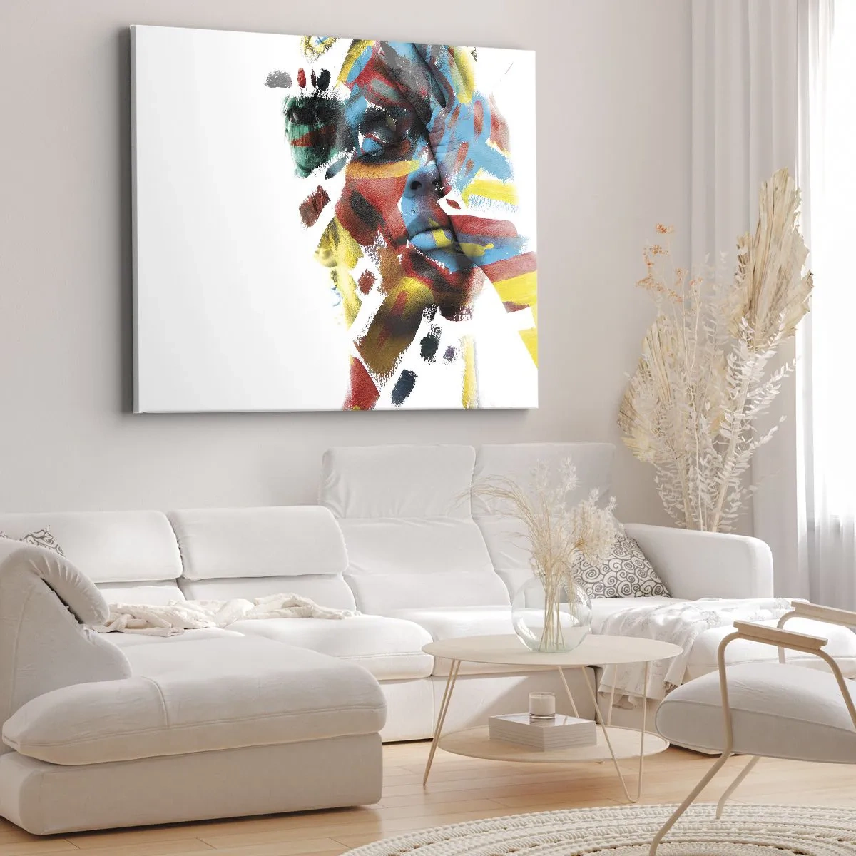 Obraz na plátne - Abstraktný portrét v živých farbách - 70x50cm - Pestrá osobnosť - Moderná nástenná dekorácia do obývacej izby a spálne ARTTOR