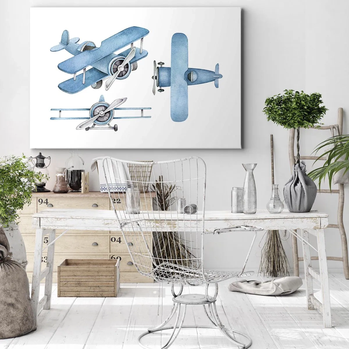 Obraz na plátne - Modré retro lietadlá - 70x50cm - Rodený víťaz - Moderná nástenná dekorácia do obývacej izby a spálne ARTTOR