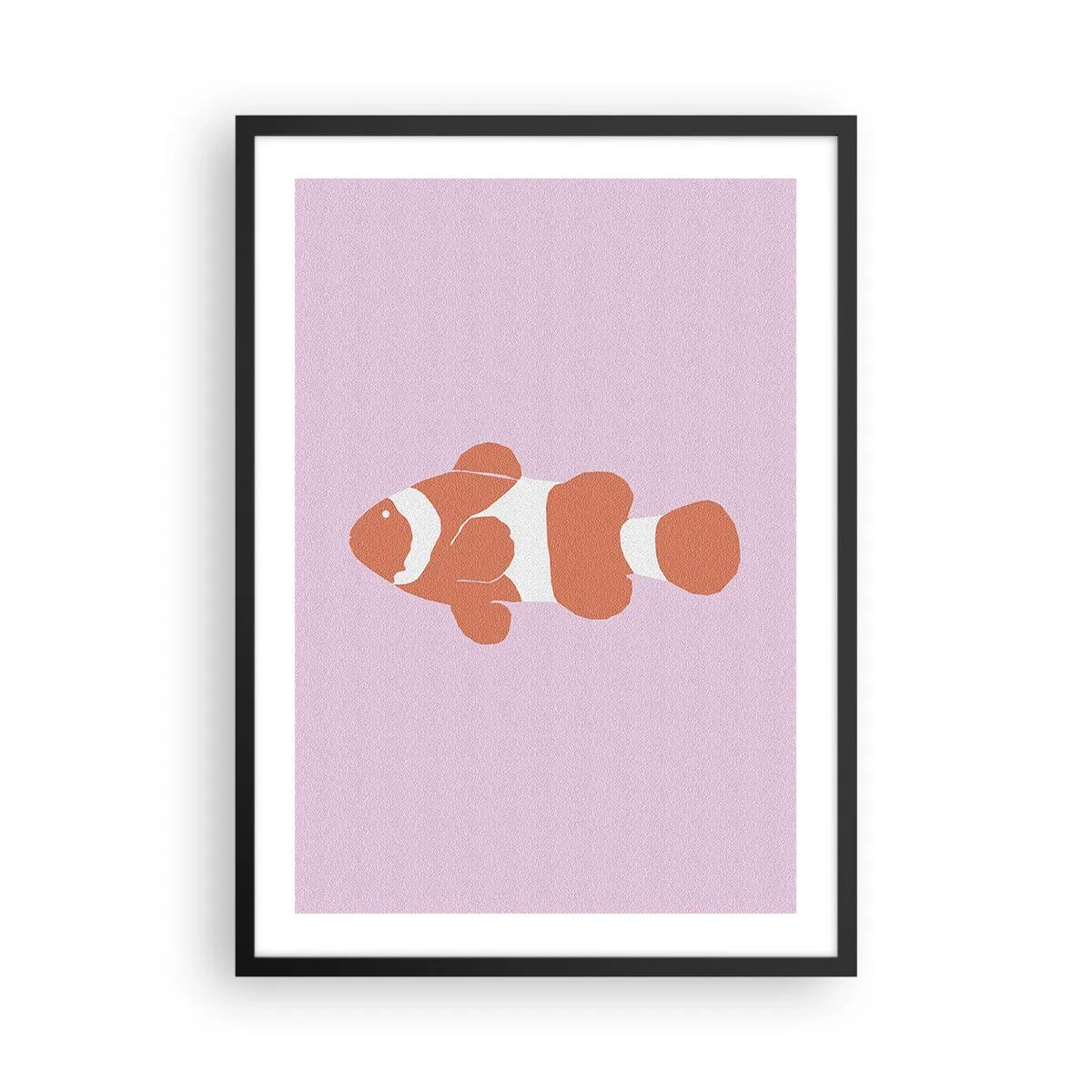 Plagát v čiernom ráme - Oranžový klaun na fialovom pozadí - 50x70cm - Korále jej pristanú - Moderná nástenná dekorácia do obývacej izby a spálne ARTTOR